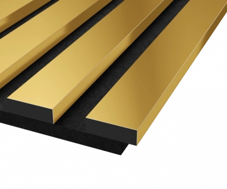 Комплект акуст.панелей, черный войлок, 1200х300х19мм, рейки ЭКОПОЛИМЕР, желтое золото/2шт