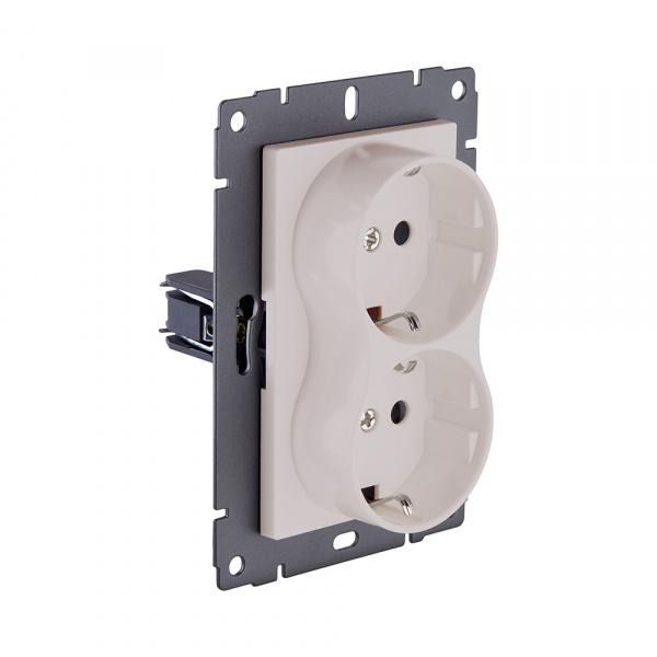 Розетка штепсельная SCHUKO двойная 16A/250 В, кашемир матовый Kollinger REA-032CM для Aspekt, Eleganz, Reflex