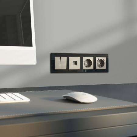 Выключатель двухклавишный (дымчатый) W1220004