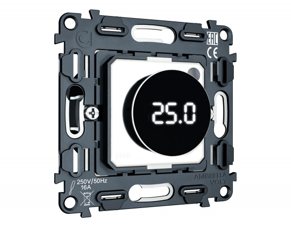 Механизм терморегулятора с цифровым дисплеем с датчиком для теплого пола 16A-250V QUANT (EXTRA CONTROL) VM1385