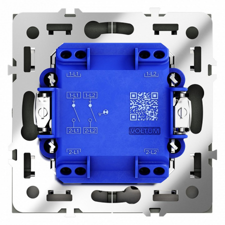 Выключатель встраиваемый VOLTUM S70 двухклавишный с подсветкой 10А, (графит)