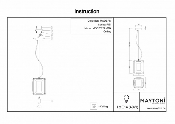 Подвесной светильник MOD202PL-01N Maytoni Cerezo