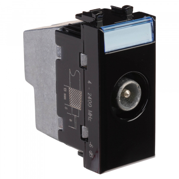 DKC Avanti Черный квадрат ТВ розетка проходная 1 м