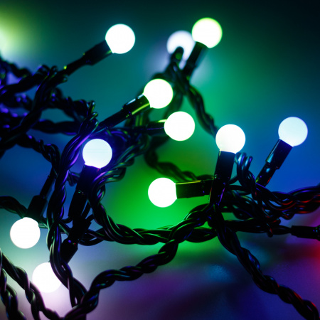 Arlight Светодиодная гирлянда ARD-BALL-CLASSIC-D13-5000-BLACK-50LED RGB (230V, 3.5W) (Ardecoled, IP65)