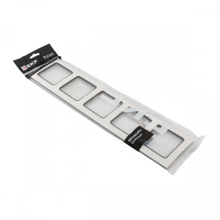 EKF Стокгольм Рамка 5-местная белая с линией цвета черный