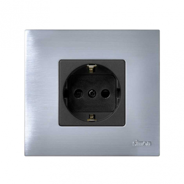 Simon 27 Play Графит Накладка на розетку с заземлением, сменная, широкая