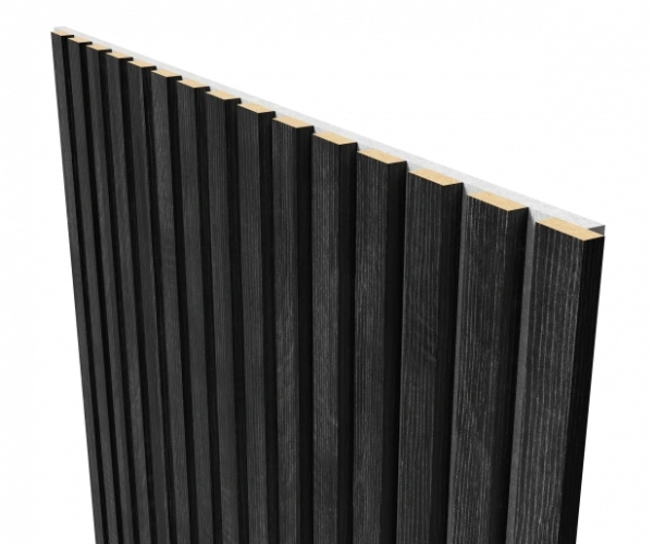 Акустическая панель, серый войлок, 2750х600х19мм, рейки МДФ дуб графит