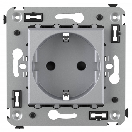 DKC Avanti Закаленная сталь Розетка 2P+E со шторками