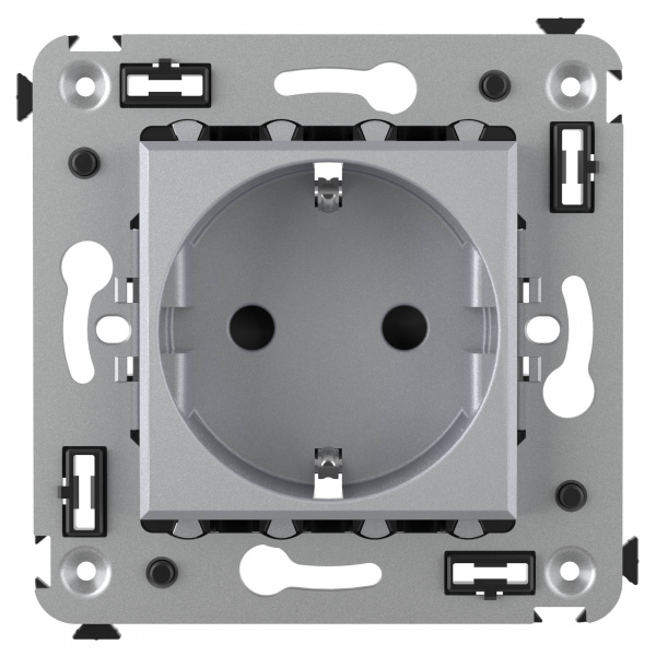 DKC Avanti Закаленная сталь Розетка 2P+E со шторками