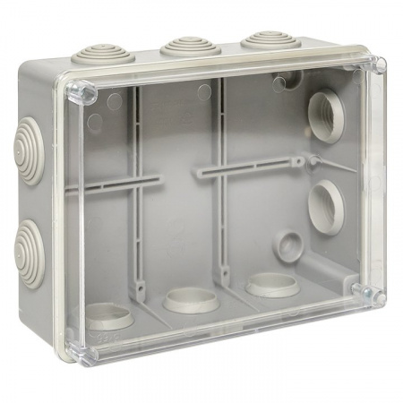 EKF PROxima Коробка распаячная КМР-050-042пк пылевлагозащищенная, 10 мембранных вводов, уплотнительный шнур, прозрачная крышка (190х140х70)