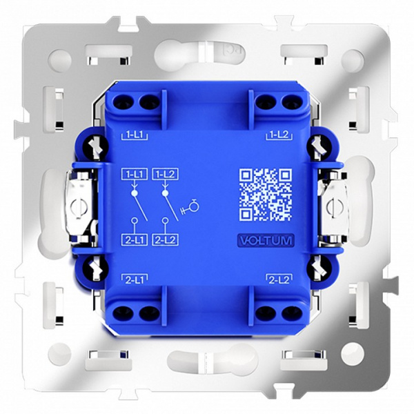 Выключатель с самовозвратом встраиваемый VOLTUM S70 двухклавишный 10А, (белый матовый)