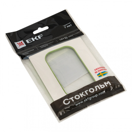 EKF PROxima Стокгольм Белый Линия зеленая Рамка для розетки 2-ой