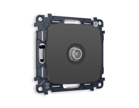 Комплект механизма TV розетки проходной OMEGA MO913030 Графит мягкое касание 5-1000 MHz 4dB QUANT