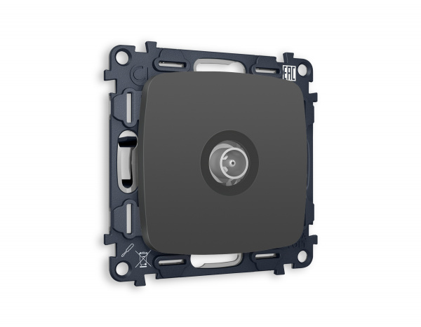 Комплект механизма TV розетки проходной OMEGA MO913030 Графит мягкое касание 5-1000 MHz 4dB QUANT