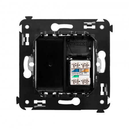 DKC Avanti Черный квадрат Розетка телефонная одинарная