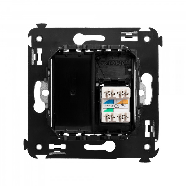 DKC Avanti Черный квадрат Розетка телефонная одинарная