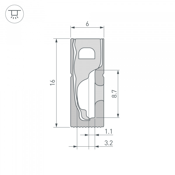 Силиконовый профиль WPH-FLEX-0616-SIDE-S9-5m BLACK (Arlight, Силикон)