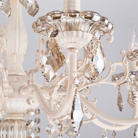Люстра с хрусталем 3281/8 белый с золотом Eurosvet Elisha