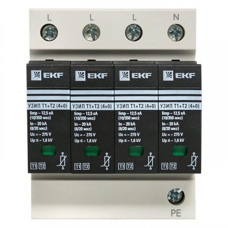 EKF Устройство защиты от импульсных перенапряжений Т1+Т2; Iimp-12,5kA; In-20kA; Uc-275В; 4+0