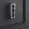 Розетка тройная с заземлением и шторками Gallant графит рифленый W5073104