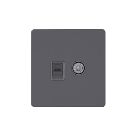 Systeme Electric Systeme Infinity Вулканический пепел Розетка информационная TV/FM и RJ-45 кат.5е