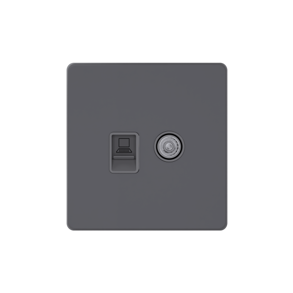 Systeme Electric Systeme Infinity Вулканический пепел Розетка информационная TV/FM и RJ-45 кат.5е