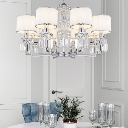 Подвесная люстра с абажурами 10099/8 хром Eurosvet Zaffiro