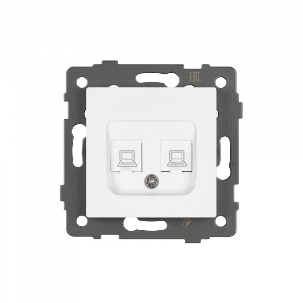 Arlight Механизм компьютерной розетки двойной SCT-MPC2-PL-WH-V (RJ-45, CAT6) (-)