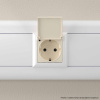 DKC Avanti Ванильная дымка Розетка с крышкой 2P+E со шторками 2 модуля