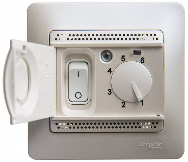 SE Glossa Перламутр Термостат электронный теплого пола с датчиком , от +5 до +50°C, 10A (в сборе)