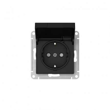 Systeme Electric AtlasDesign Карбон Розетка с заземл. со шторк. с крышкой, 16А,IP20,мех., быстрозажим. клем.