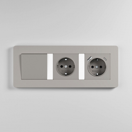 Рамка из поликарбоната на 3 поста Split дымчатый/белый, soft-touch W0033067