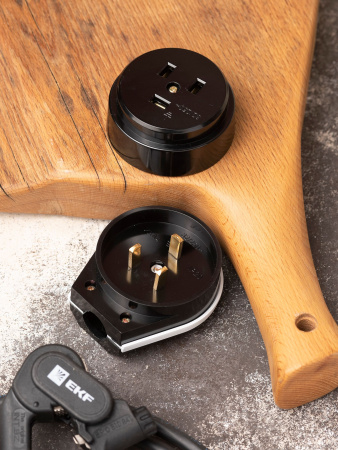 EKF PROxima Разъем РШ-ВШ 32А 250В 2P+PE (ОУ) карболитовый черный