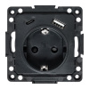 EKF Стокгольм Механизм Розетки 1-местной с/з, USB A+C 16А винтовые клеммы черный с защ. штор.