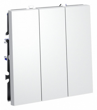 Выключатель встраиваемый VOLTUM S70 трехклавишный 10А, (белый матовый)