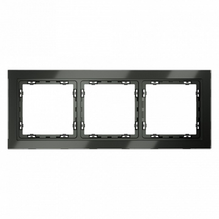 Рамка стеклянная VOLTUM S70 на 3 поста, (титан, стекло)