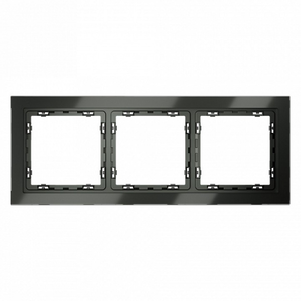 Рамка стеклянная VOLTUM S70 на 3 поста, (титан, стекло) Рамка стеклянная VOLTUM S70 на 3 поста, (титан, стекло)