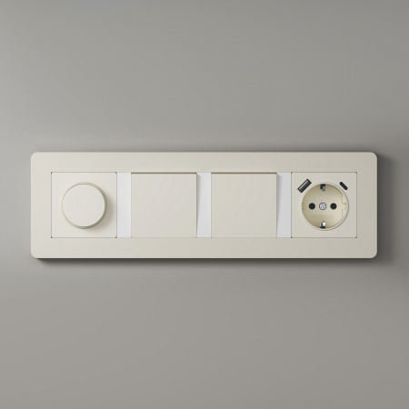 Рамка из поликарбоната на 4 поста Split айвори/белый, soft-touch W0043066