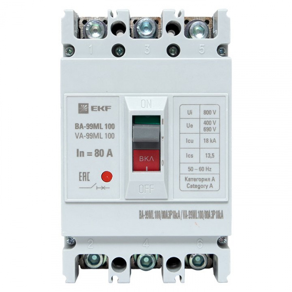 EKF Basic Автоматический выключатель ВА-99МL 100/ 80А 3P 18кА