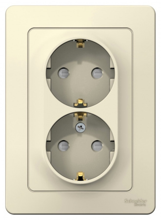 SE Blanca внутр Молочная Розетка 2-ая с/з со шторками, 16А, 250В