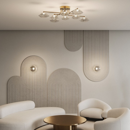 Настенный светодиодный светильник с прозрачным стеклянным плафоном 50389/1 LED латунь Eurosvet Ripple