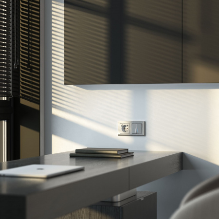 Рамка из пластика на 2 поста Stark серебряный W0021806