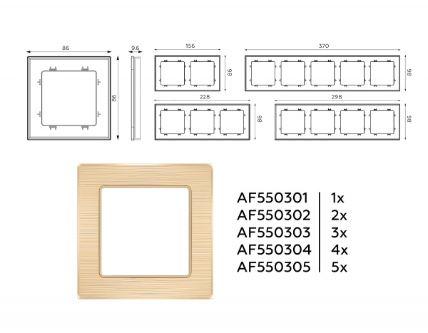 Рамка ALFA Platos (Шампань Металл шлифованный) 4-ая AF550304