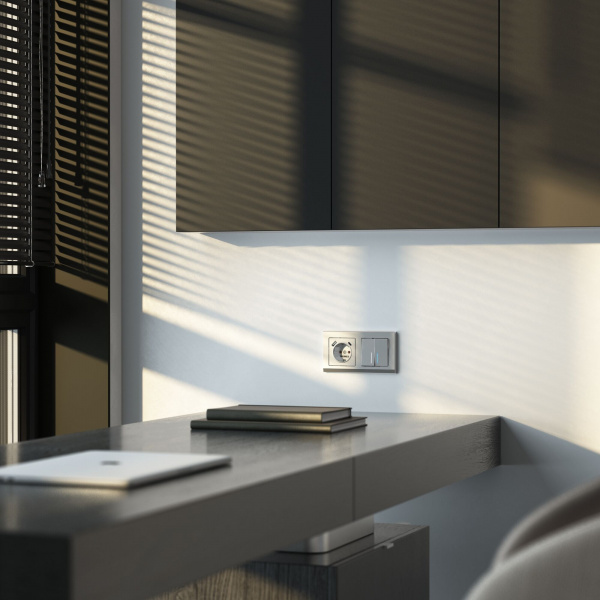 Рамка из пластика на 2 поста Stark серебряный W0021806