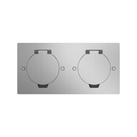 Лючок Surface 4 мод. (2 мод. 45х45 мм.), круглая крышка, полированное серебро, IP44