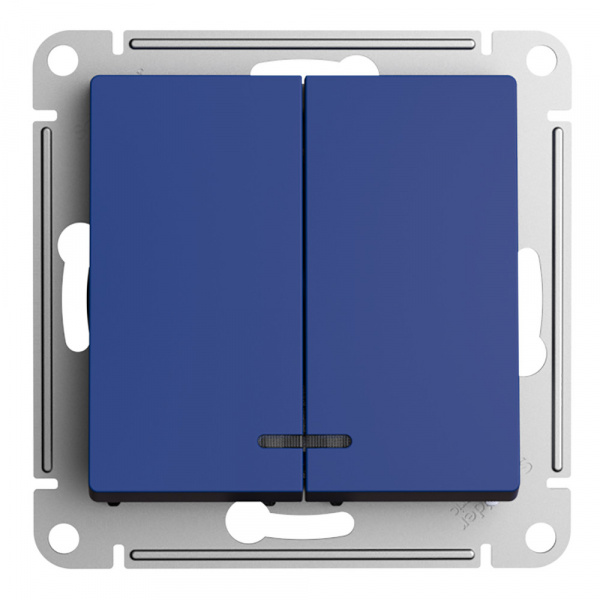 SE AtlasDesign Аквамарин Выключатель 2-клавишный с подсветкой, сх.5а, 10АХ, механизм