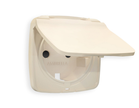 Лицевая панель OMEGA (Бежевый матовый) для электрической розетки с/з со шторками и крышкой IP44 QUANT OP3280