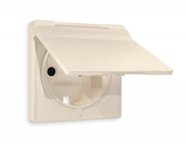 Лицевая панель ALFA (Бежевый матовый) для электрической розетки с/з со шторками и крышкой IP44 QUANT AP3280