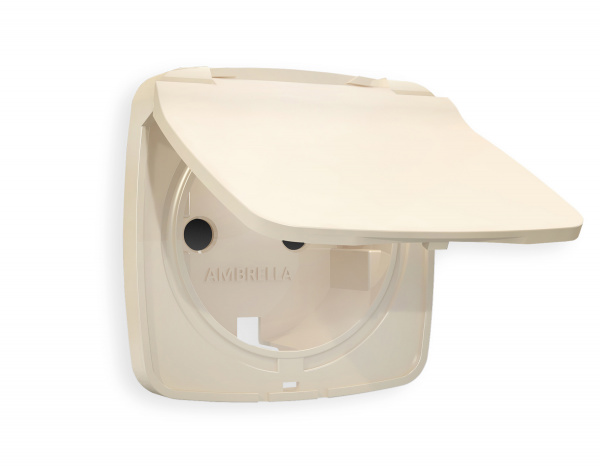 Лицевая панель OMEGA (Бежевый матовый) для электрической розетки с/з со шторками и крышкой IP44 QUANT OP3280