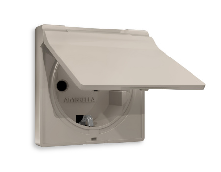 Лицевая панель ALFA (Серо-бежевый матовый) для электрической розетки с/з со шторками и крышкой IP44 QUANT AP3680